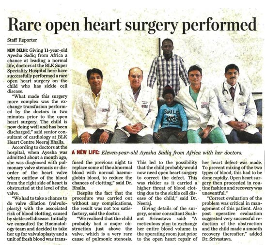 Rare open heart surgery, BLK Super Speciality Hospital